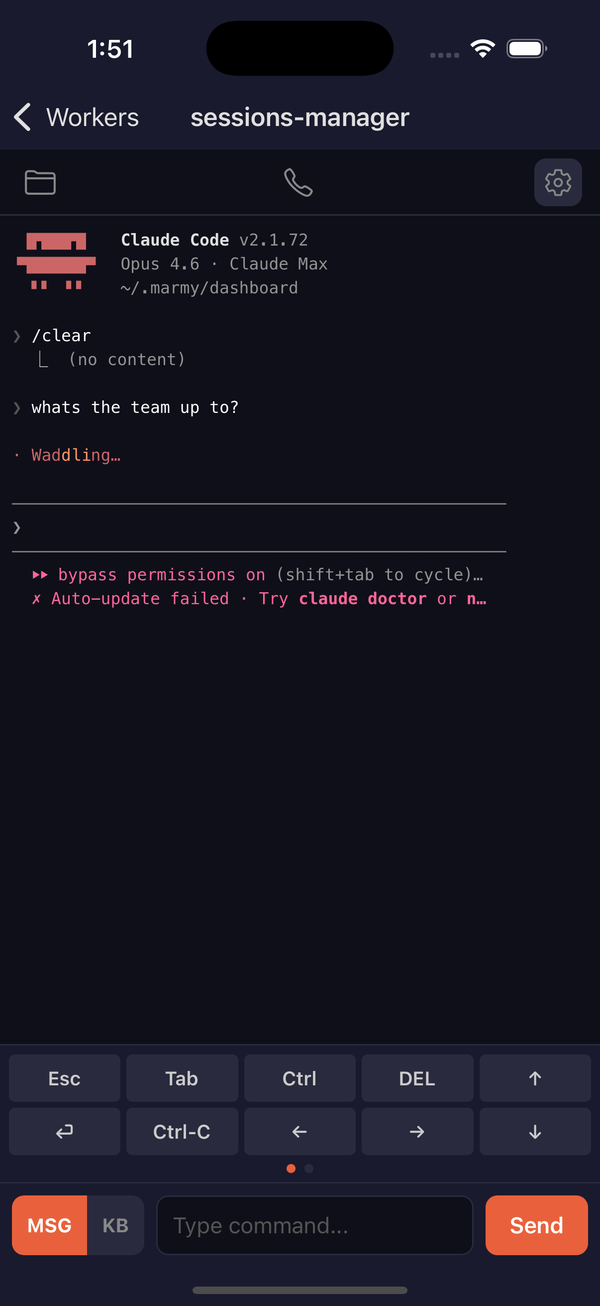 Marmy sessions manager showing Claude Code orchestrating agents